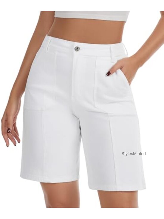 Pants - High Waisted Denim Shorts for Women Casual Summer Stretchy Jean Shorts Workwear